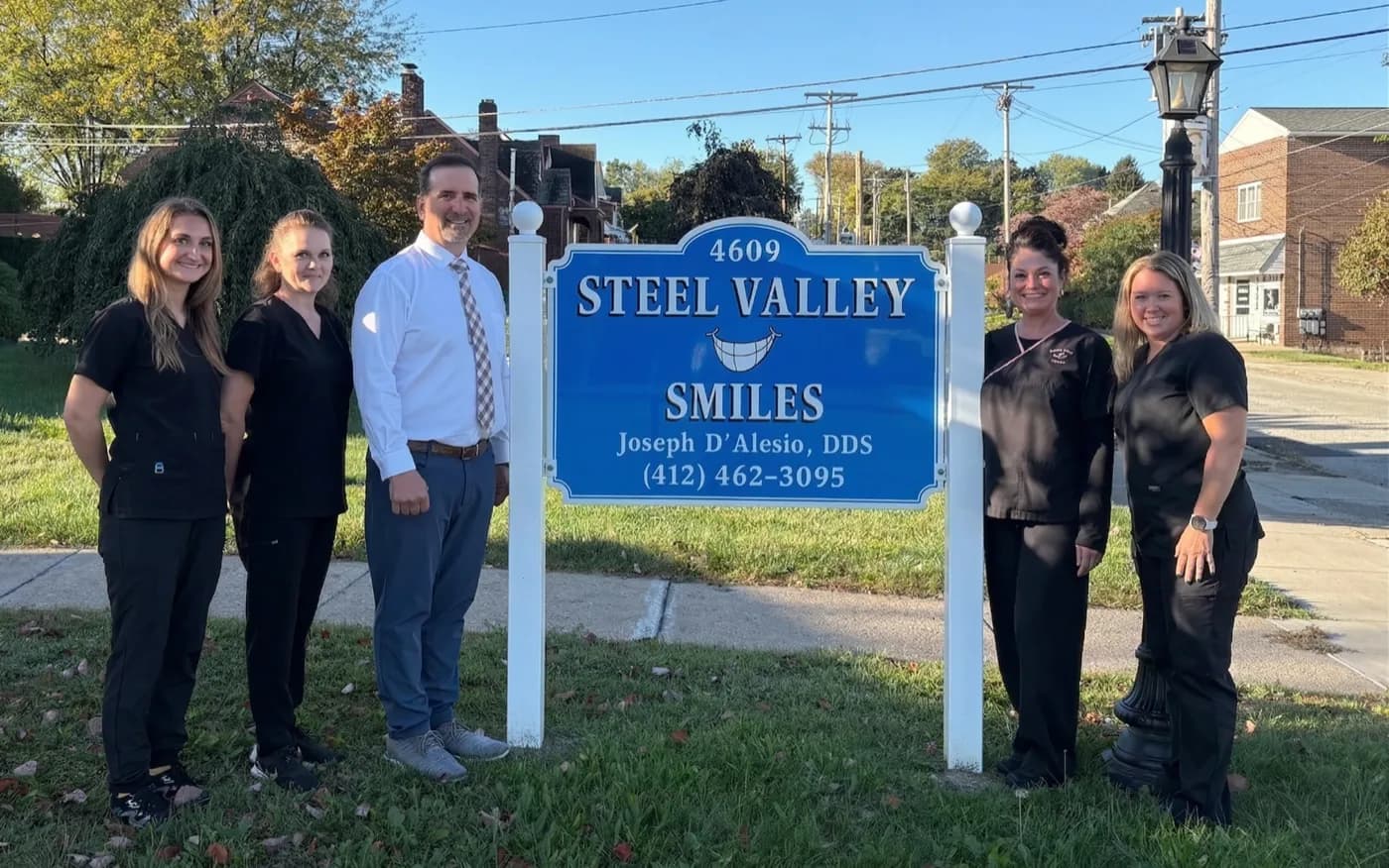 Steel Valley Smiles team outside the practice on Main Street in Munhall